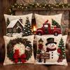 Soft Christmas Pillow Covers 2D Printed Xmas Pillowslip Xmas Throw Cushion Case  Car