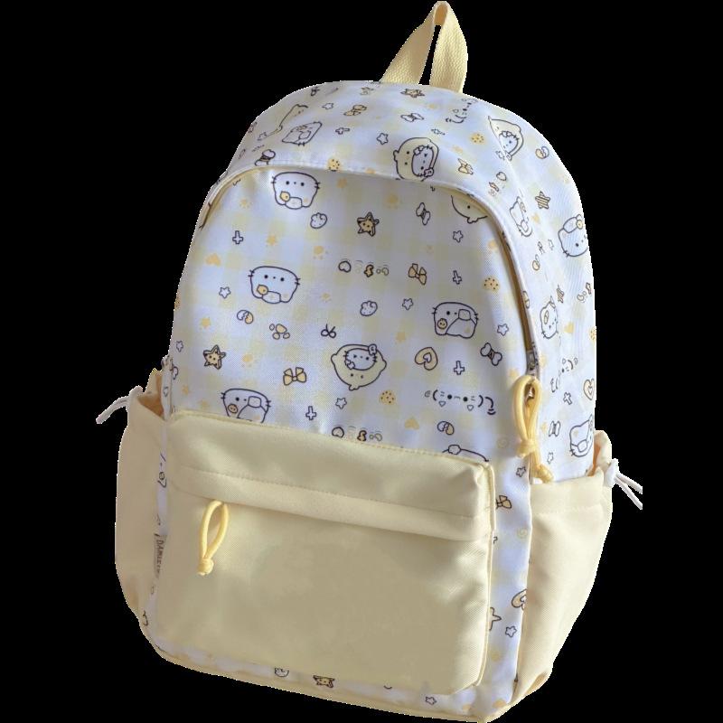 Schoolbag Korean Version Ins Cute Cartoon Cat Backpack Female Large Capacity Cute Graffiti Student Schoolbag Sweet Versatile Backpack