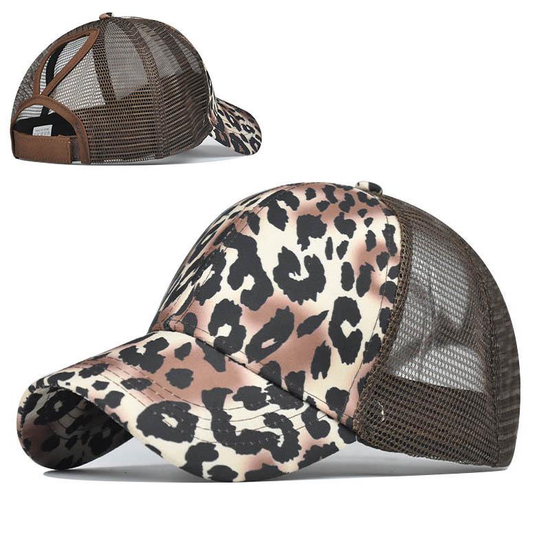 Animal Print Mesh Cap With Curved Bill For Women Sunshade And Breathability Style E