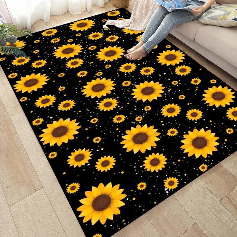 Sunflower Print Kitchen Mat Rug Set Doormat Carpet Non-Slip for Farmhouse Hallway Home Office Sink Laundry Room Floor Decor