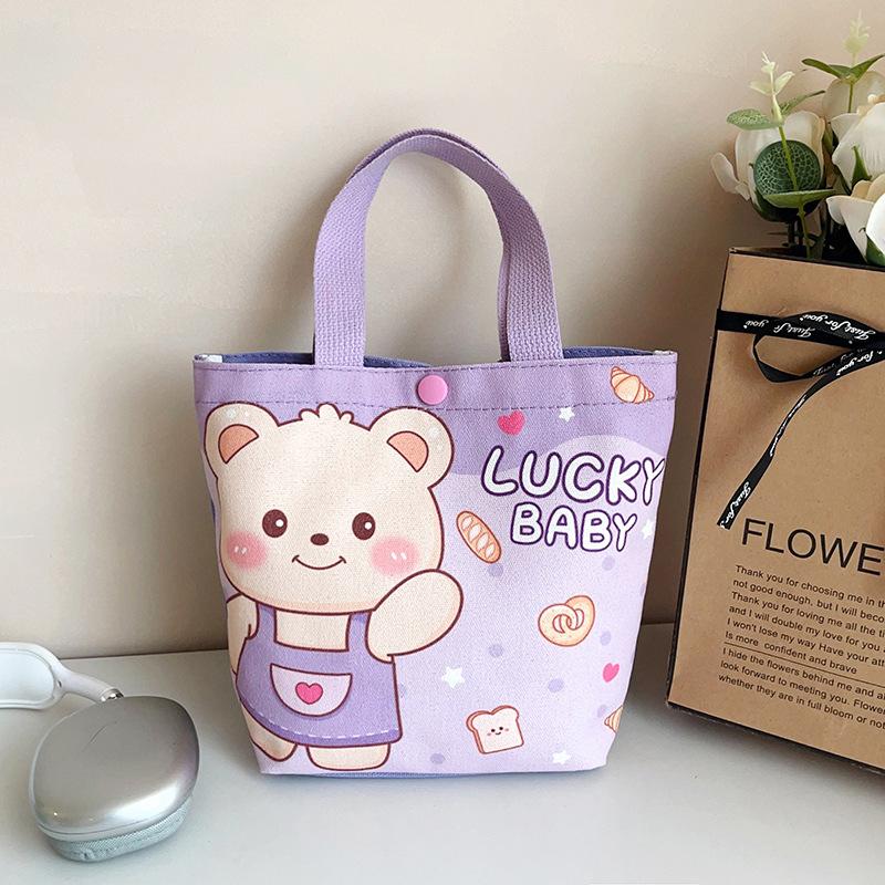 Cartoon Canvas Tote Bag for Kids, Birthday Party Favors Gift Pouch, Wedding Candy Bag, Festival Giveaway Handbag CLE