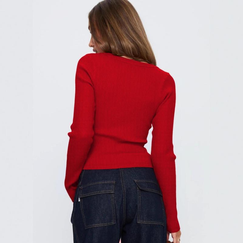 Women S V Neck Long Sleeve Ribbed Button Front Cardigan