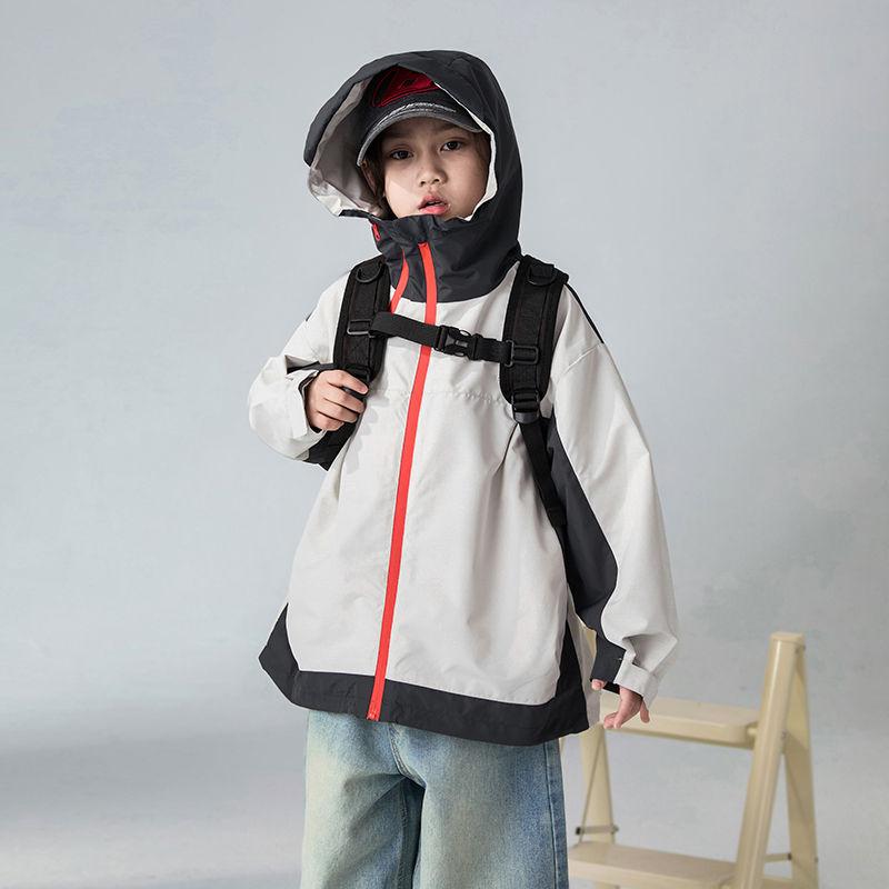 5-14Y Kids Boys Hooded Coat Spring Autumn Children Top Trench Coat for Teen Outerwear Windbreaker Jacket