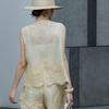 Lanser Women's Linen Blend Embroidered Lace Vest