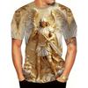 Mens 3d Angel Warrior Graphic T Shirt Golden Sword Design 3D Printed Tshirt For Men Clothes Wing Ornate Border Unisex Tee Tops