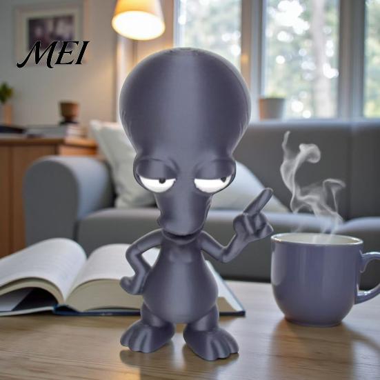 Funny Alien Decor 3D Printed Ornament, Figurine, Collectible Big Head Stable Base Statue for Desk Shelf Decor, Lovers Gift Unique Friends