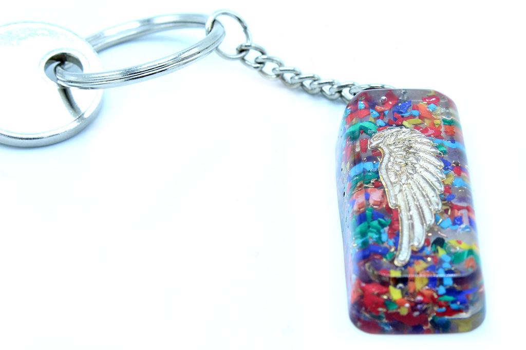 2x Orgonite Keychain Talisman With Gemstone Chips