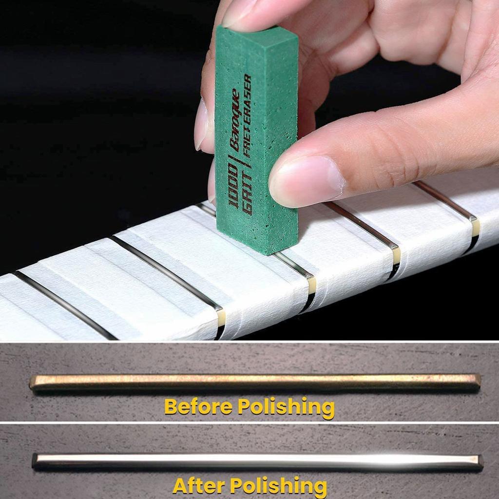 Guitar Fret Erasers Fret Polishing Abrasive Rubber Block, Fret Cleaning Polish Kits for Fretwire String, Set of 5 Grits
