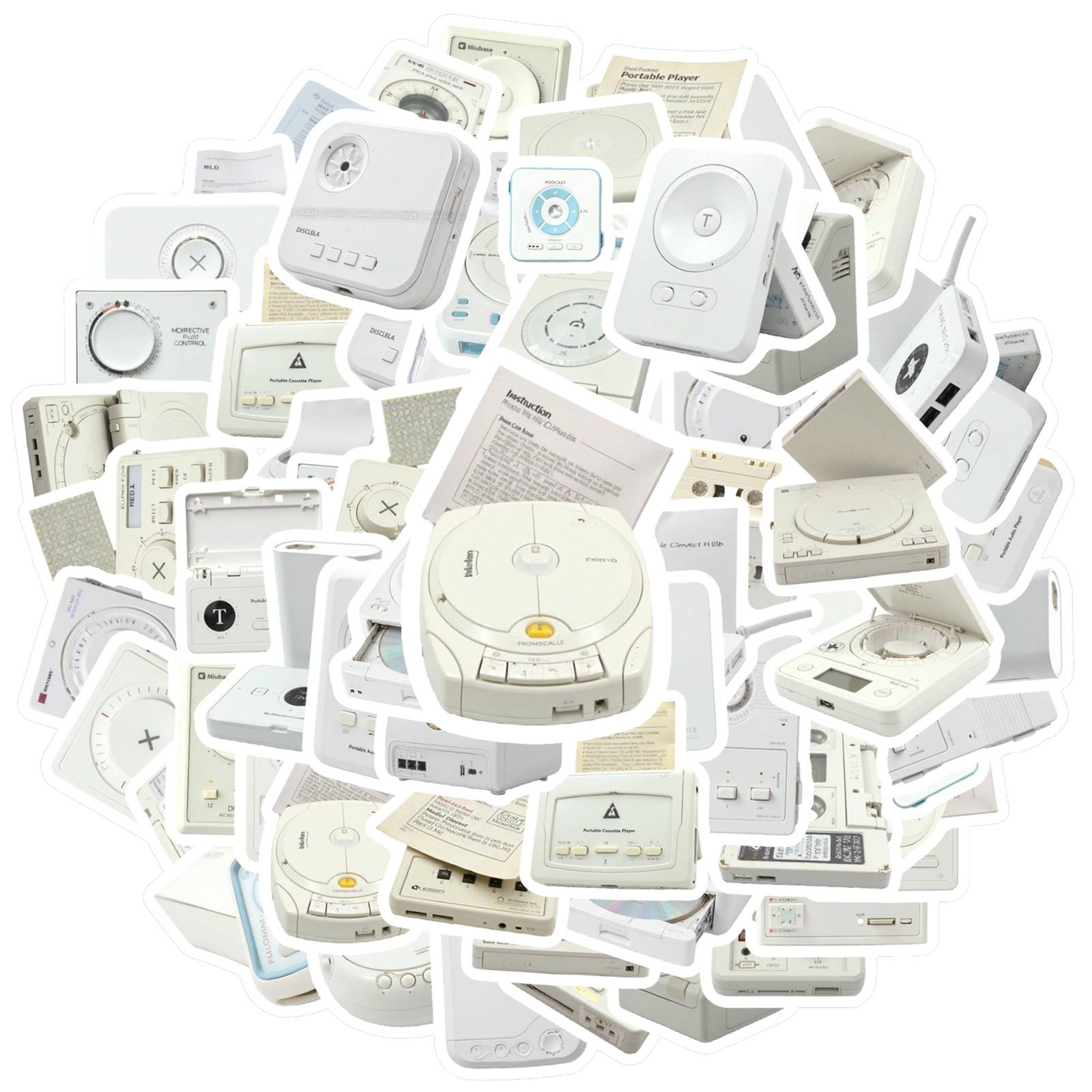 35pcs-50pcs Minimalist Devices Stickers Retro Retro Electronics PVC Sticker Funny Stickers For Notebook Luggage Mobile Phone