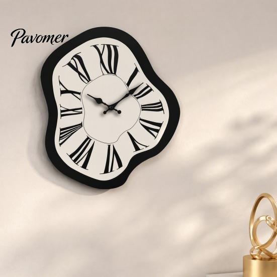 Nicht tickende Holz uhr Moderne unregelmäßige hölzerne Wanduhr, römische Ziffern, leise, nicht tickend, massive hängende Dekoration für Wohnzimmer, Schlafzimmer, Büro