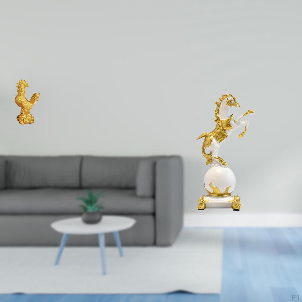 Chicken Feng Shui Decor Horse Figurine Modern Statue Collection Tabletop Ornament Animal Sculpture