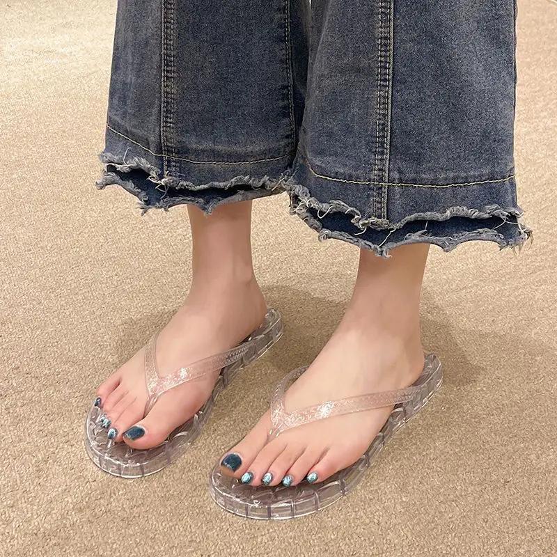 Fashion On Beach Slides Original Top Designs New Fashion Women's Flip Flops Slippers and Ladies Sandals Collection Stylish Vip 39 Shoes
