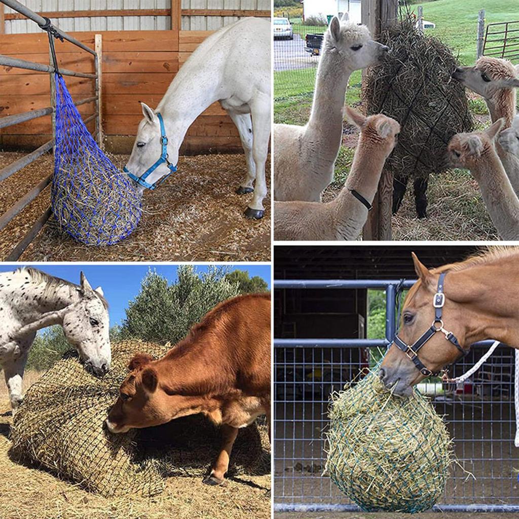 Horse Hay Net Sheep Hay Feeder Hangable Storage Net Supplies Cattle Equine Goat Feeders For Barn Daily Feeding