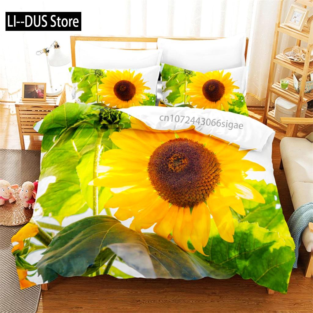 Sunflower Queen Bedding Set Maple Leaf Duvet Cover Set Bedding Digital Printing King Size Duvet Cover Set Bedding Set