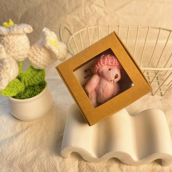 Handgjord Mini Plyschbjörn i Låda med Inspirationskort Handvävd Inspirationsbjörn Sympatigåva för Tillbaka till Skolan Motivation