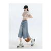 Damen Vintage Weite Beine Denim Capri Hosen Shorts Sommer Bauchkontrolle Locker Gerade Beine Lässig Streetwear