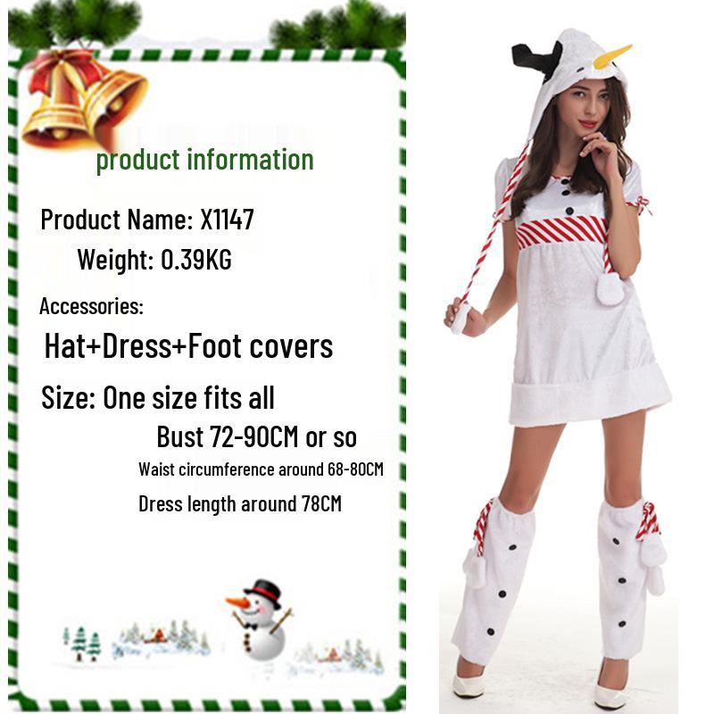 European & American Christmas Costumes: Adorable White Furry Snowman Outfits for Couples, Perfect for Holiday Parties