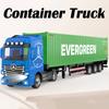 1:50 Scale American Container Truck Model Toys Metal Diecast Sound Light Doors Opened Rubber Tires for Children Birthday Gifts