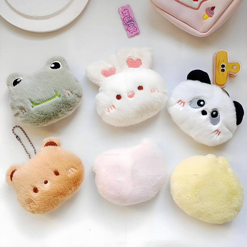 Cartoon Soft Animal Keychain Cute Plush Bear Keyring For Women Rabbit Frog Doll Keychain Backpack Pendant Ornaments Girls Gift