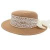 Temperament Straw Hat Female Bow Model Sun Protection Sun Hat Flat Top Hawaiian Lace Beach Hat Street Shot