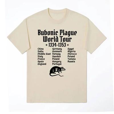 Bubonic Plague World Tour Print T-shirt for Women Funny Meme Gothic T Shirt Vintage Casual Oversized Tshirts Streetwear