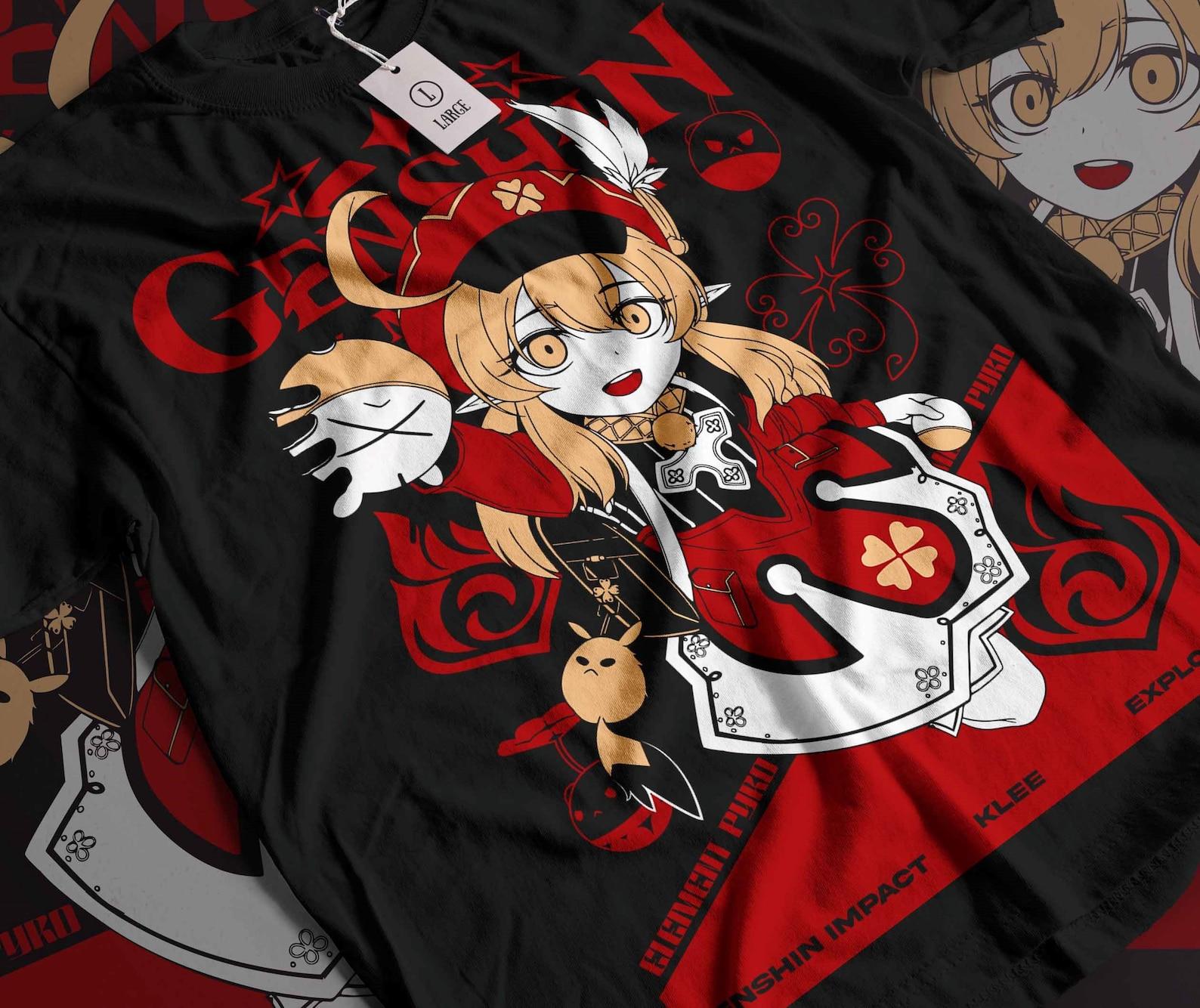 Klee Genshin Impact Aesthetic Anime Vaporwave Japan Aesthetic Anime Japanese Genshin Impact Raiden Shogun Gaming T-Shirt, Anime Waifu Shirt XL