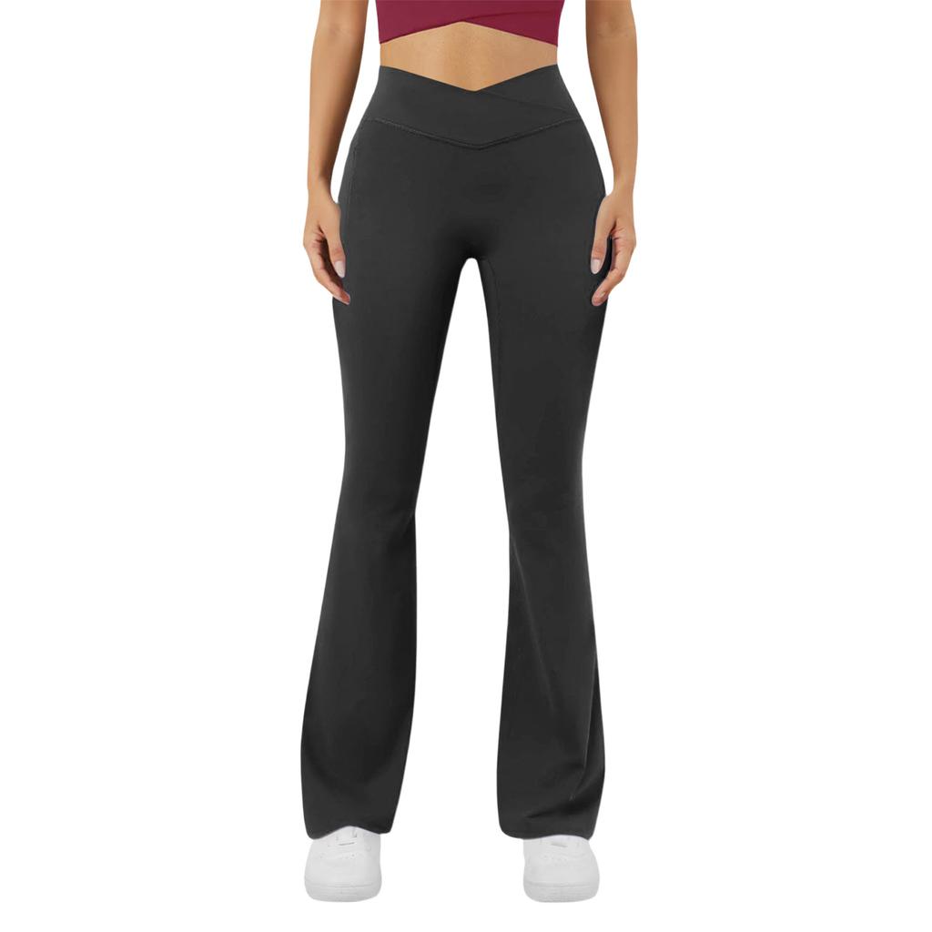 Pantaloni de Yoga Sexy la Modă pentru Femei Talie Înaltă Cruce Picior Larg Culoare Pantaloni de Yoga pentru Exerciții