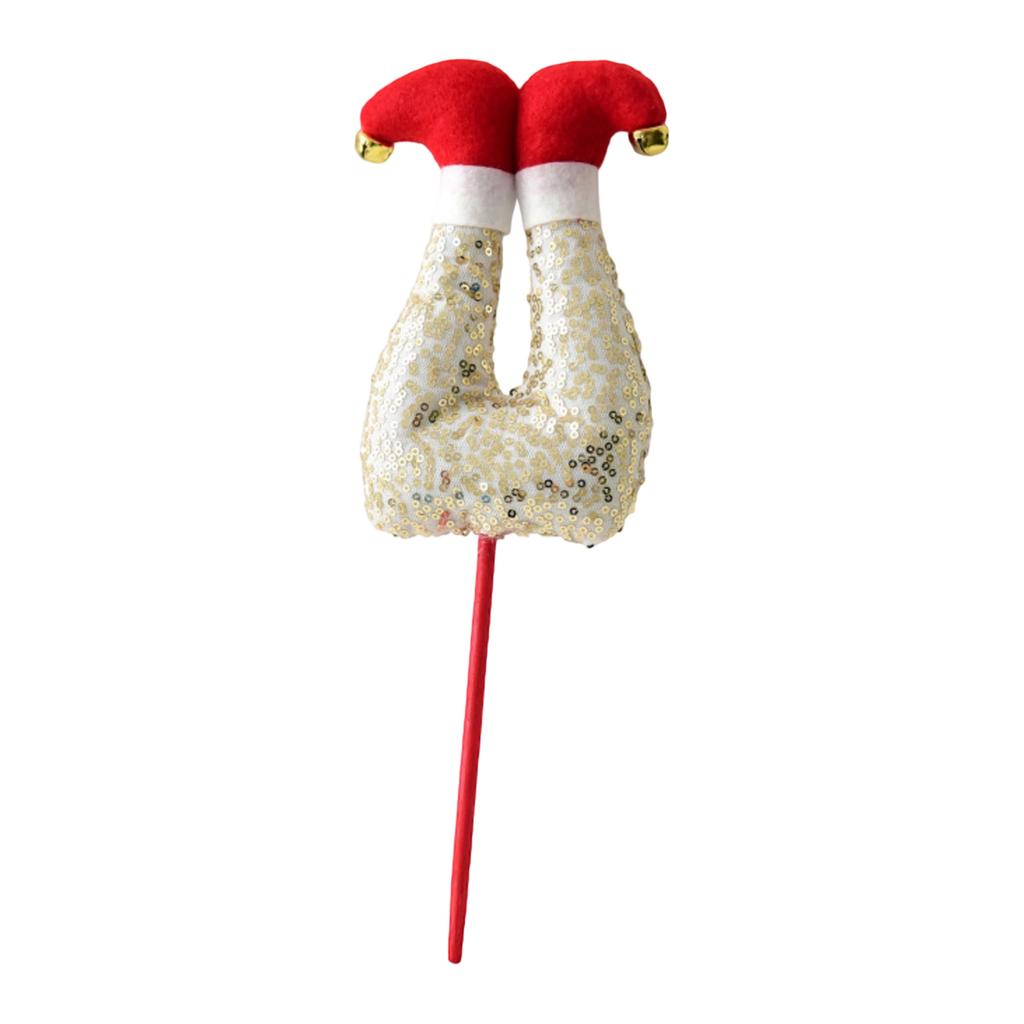 Christmas Leg Picks Glitter Stuffed Feet Christmas Tree Topper Inverted Santa Leg Hip Decoration Vase Filler Centerpiece Seasonal Party Home Decor