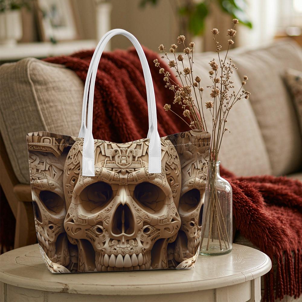 Stylish Skull Print Tote Bag for Daily Use