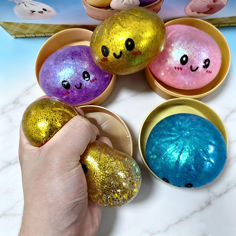 Glitter Dumpling Blind Box Glitter Dumpling Squishy with Box Dumplings Sensory Squeeze Toy for Stress Relief Toys