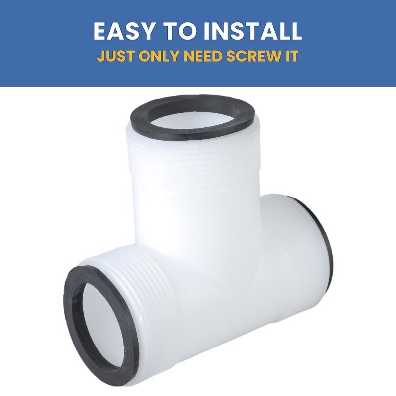 Pool Hose Adapter Connector Replacement T Splitter with 3 Rings Connectors 1.5in Valves to 1.5in Hose for Swimming Pool