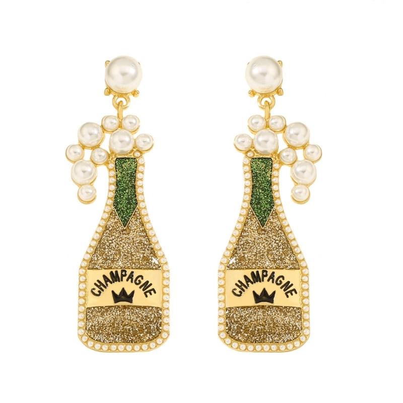 Festive Bottle Champagne Earrings Unique Designs Carnivals Stud Earrings Lightweight and Comfortable Earrings Jewelry