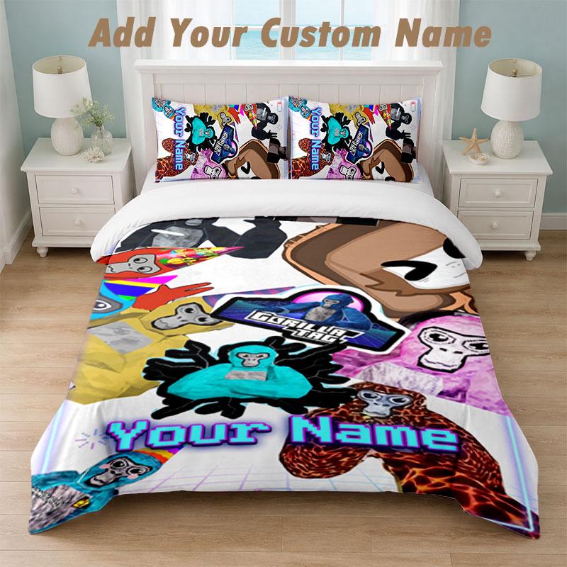 Bedding Set 1 Duvet Cover 2 Pillowcases Gorilla Tag Cartoon Print Soft Bed Linen Bedroom Decor