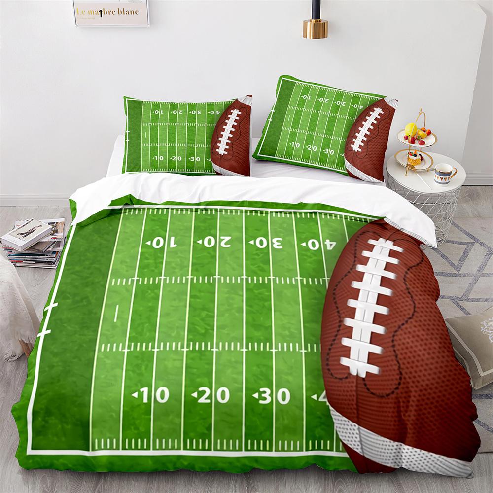 American Football Duvet Cover Set 3D Sports Rugby Player Comforter Cover Skull Football Player Polyester Bedding Set For Kid Boy