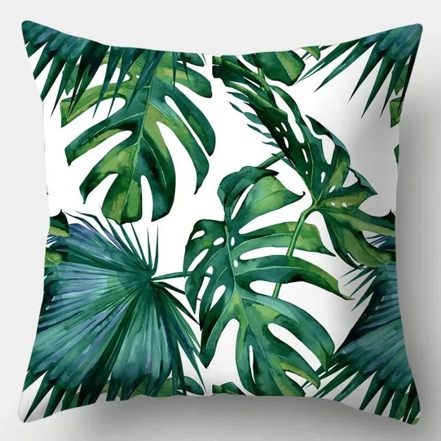 Living Room Luxury Art Home Sofa Simple Cushion Pillowcase Tropical Plant Print Decorative Cushion Cover