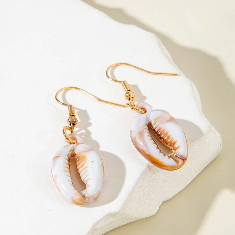 Summer Beach Wind Acrylic Starfish Shell Earrings, Geometric Scallop Pendant Earrings