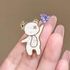 Cartoon Heart-shaped Little Bear Chest Piece with Sweet Charm. Mother-of-pearl Chest Decoration with Light and Luxurious, Niche Design Charm Brooch.