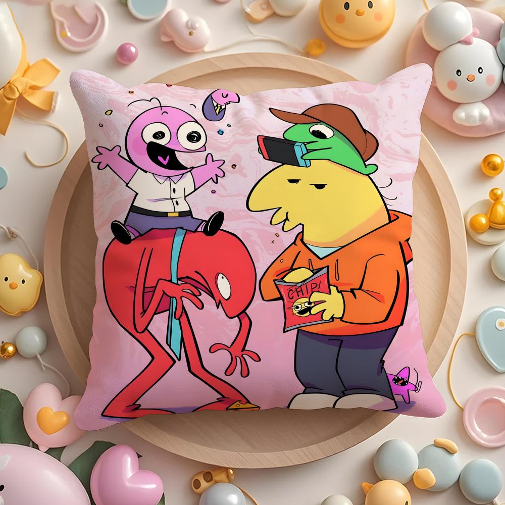 S-Smiling cartoon F-Friends Cushion Cover Home & Car Multi-Scene Pillow Cover - Reversible, Soft & Durable for Daily Use