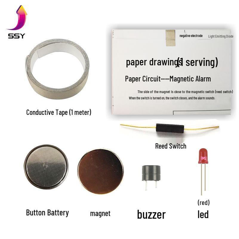 Conductive Paper Circuit DIY Kit: Entry-Level Magnetic Switch Alarm for Creative Learning