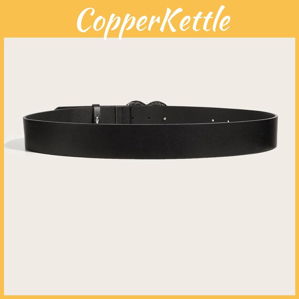 Solid Color Retro Summer Punk Leather Belt With Heart Snap Closure Look Trendy