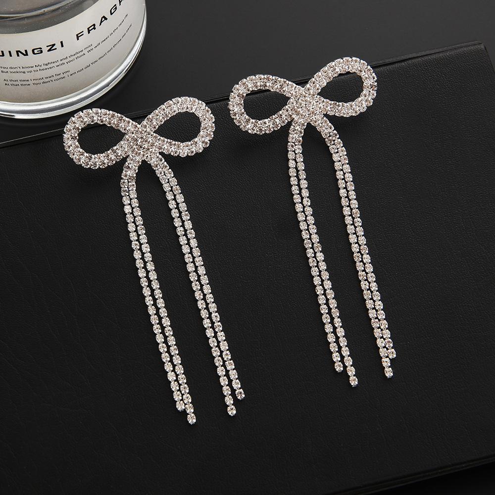 Trendy Tassel Earrings Elegant Stud Earrings Bridal Stage Performance серебряный