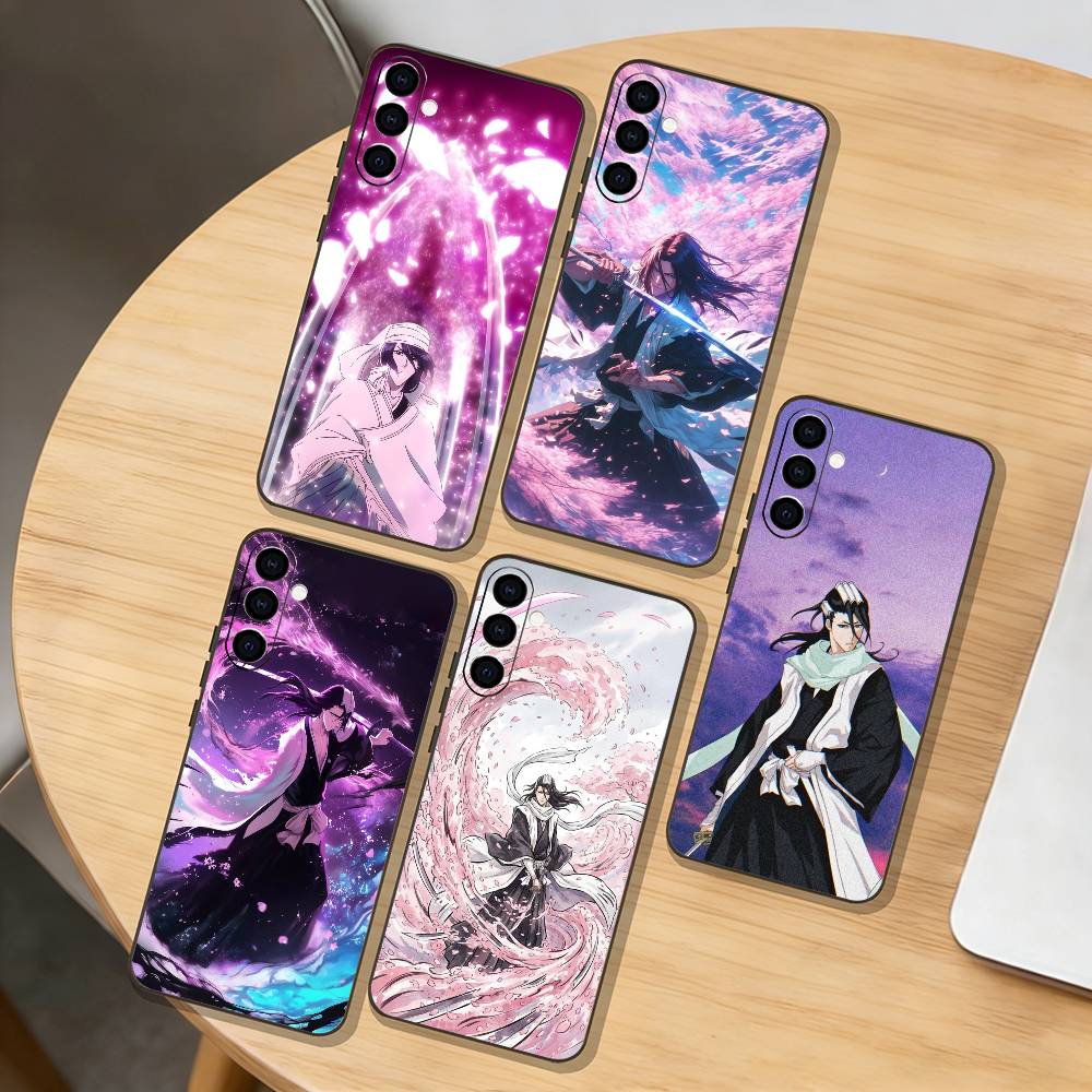 B-Bleach Anime K-Kuchiki Byakuya Colorful Phone Case For Samsung Galaxy A73,A72,A71,A70,A53,A52,A51,Others Soft Black Cover