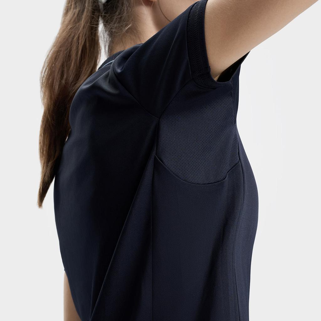 Fila Sport Versatile Minimalist Small Logo Striped Short Sleeve Polo Shirt Women Tops Royal-Blue A11W433107FNV