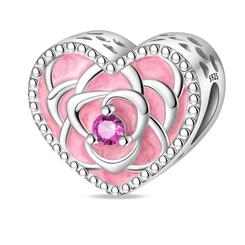 Sweet Pink Girl Modern & Cute Pet Cat & Glass Slipper Dangle Charm Fits Brand Bracelet Copper Jewelry Accessories