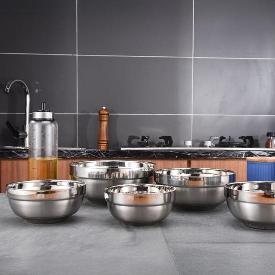 Stainless Steel Bowls Double-Wall Insulated Bowl Large Capacity Deep Mixing Bowl for Soup Cereal Salad Noodles Rice