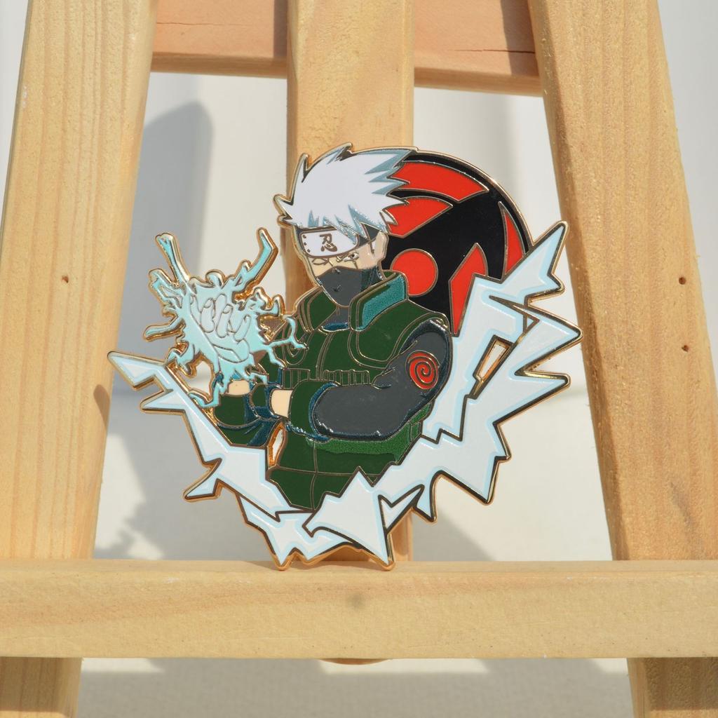 Naruto Brooch Kakashi Enamel Anime Metal Badge Schoolbag Accessories Cartoon Doll Children Halloween Gifts Kid Friendly Entertaining Fun Play Safe