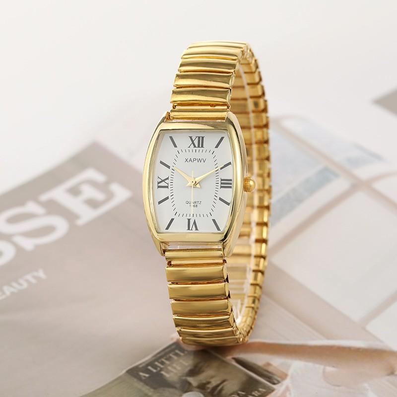 Fashionable Barrel-Shaped Simple Elegant Elegant Quartz Watch Women's Elastic Band Retro Women's Watch