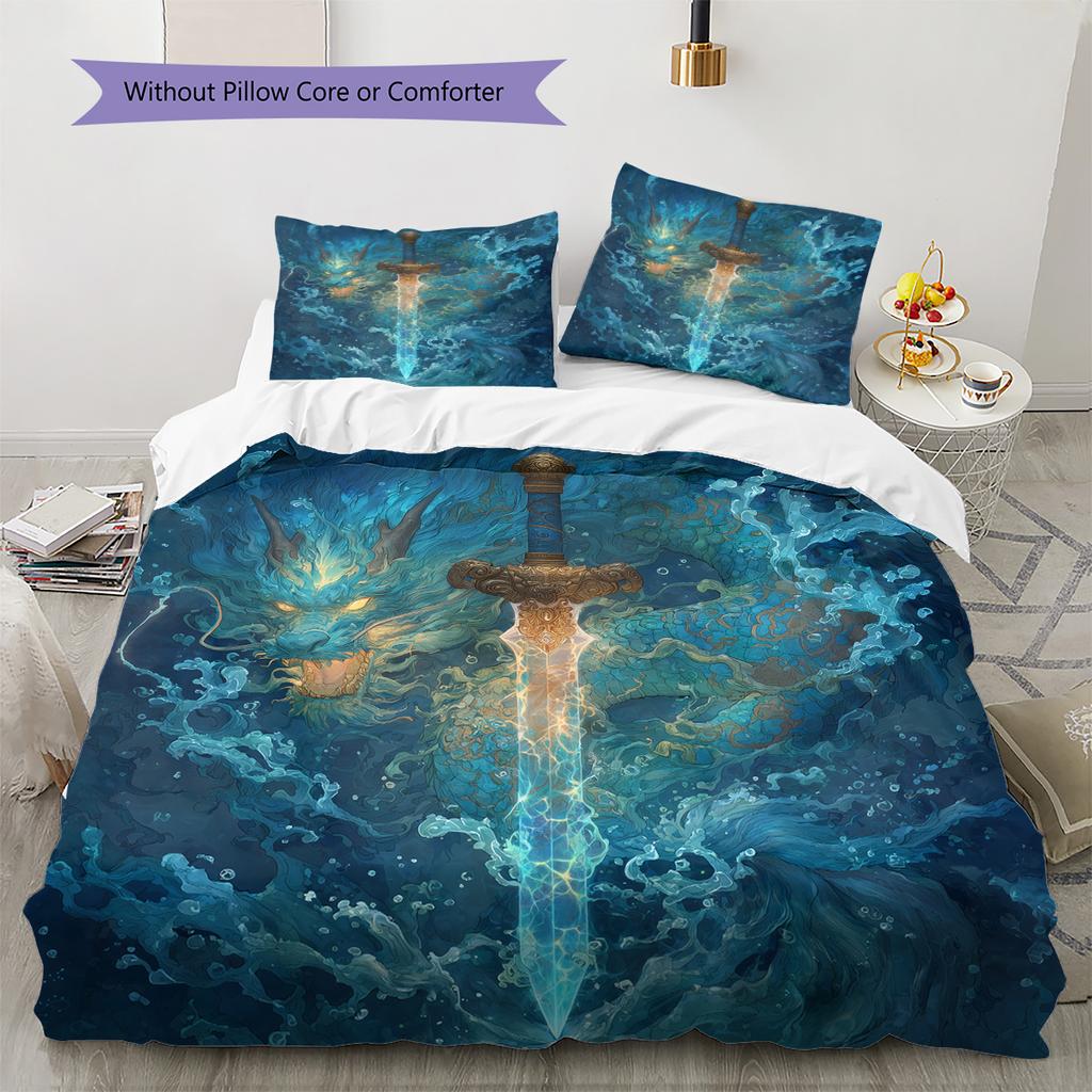 Lightning dragon  Pattern Bedding Quilt Set Quilt Cover Pillowcase Home Decoration  Gift (1 * duvet cover + 2 * pillowcase, without core)