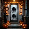 Weather Resistant Glass Ornaments Halloween Ghost Skeleton Grim Reaper Static Window Clings, Horror Break Through Spooky Theme Decals Decals,