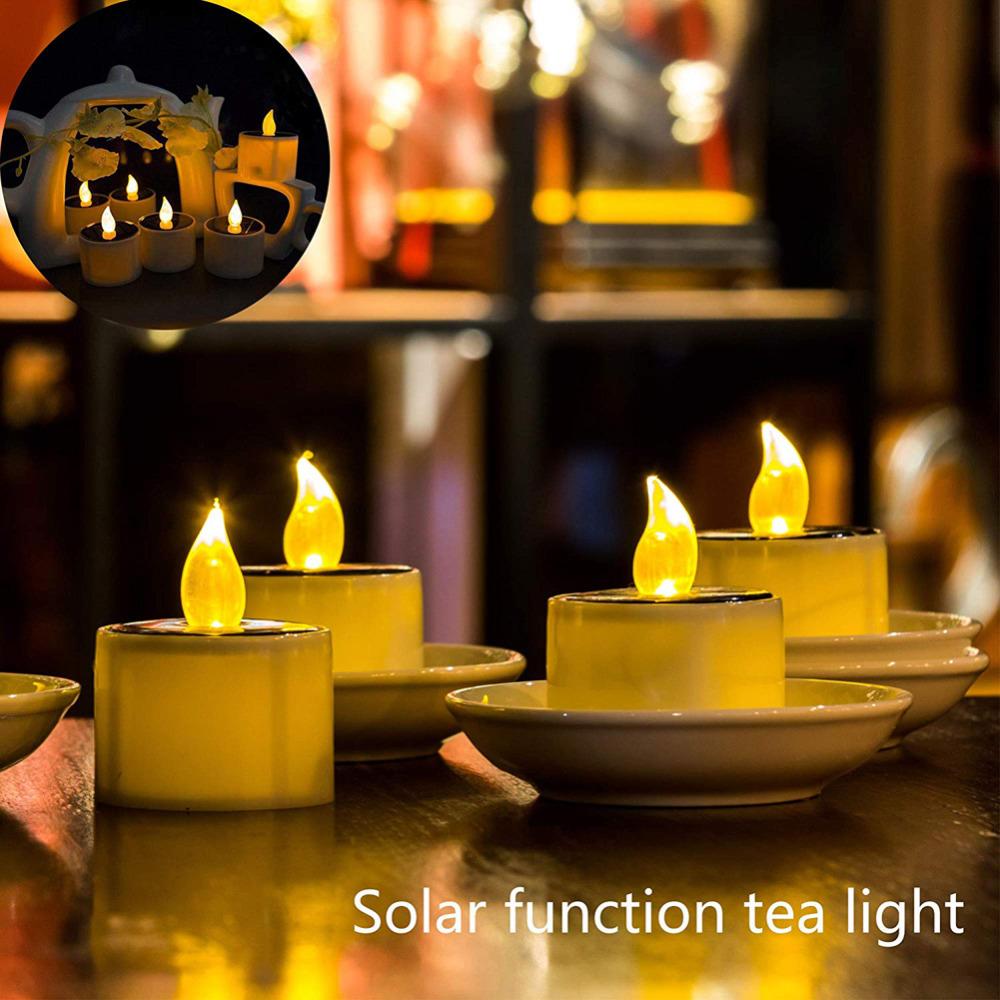 Buy 6pcs Solar Candle Light , Solar Rechargeable Tea Wax lamp, White